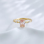 Oval cut pink lab grown diamond twisted vine ring by Lune Diamond