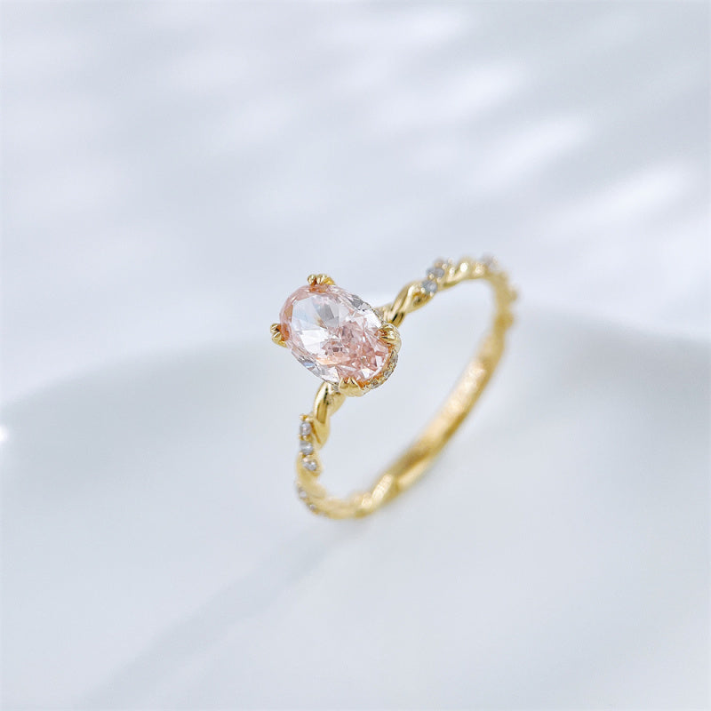 Oval Cut Pink Diamond Twisted Vine Ring