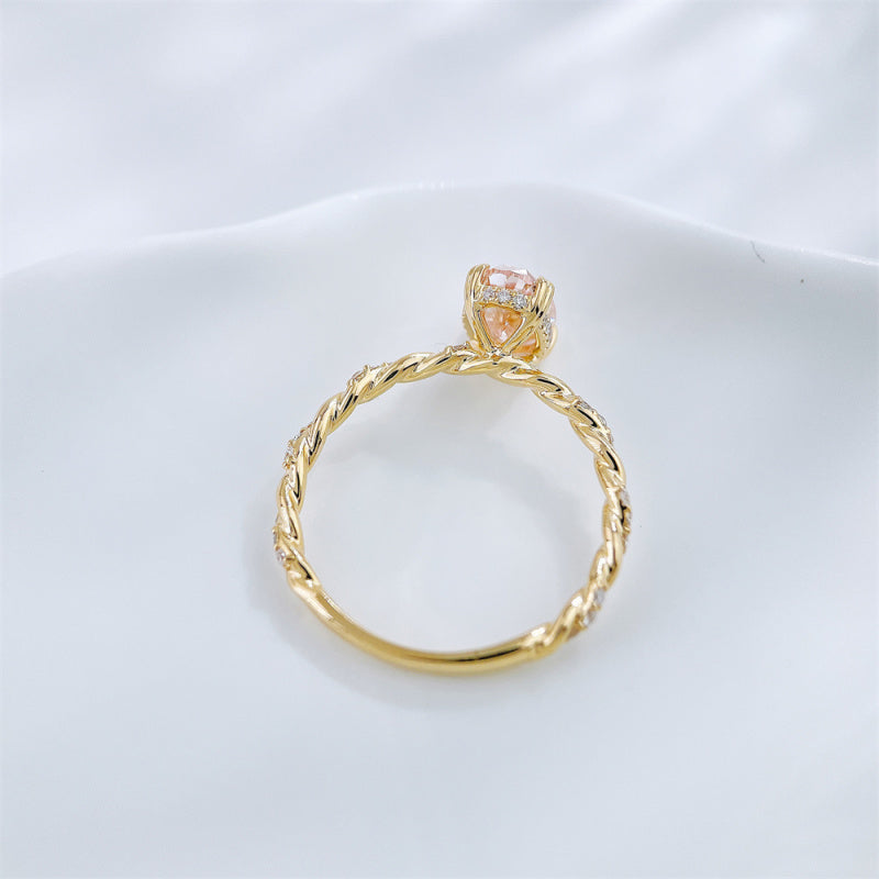 Oval Cut Pink Diamond Twisted Vine Ring