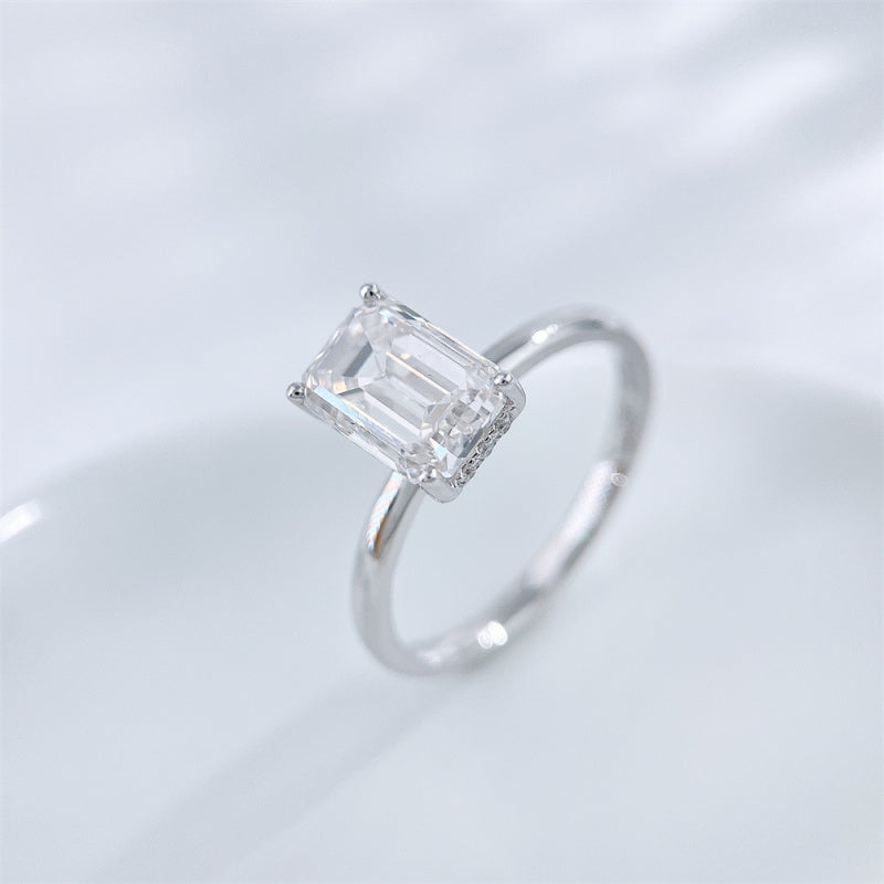 Emerald Cut Diamond Four-Prong Solitaire Ring
