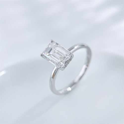 Emerald Cut Diamond Four-Prong Solitaire Ring