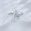 Pear and marquise cut lab grown diamond three-stone ring by Lune Diamond
