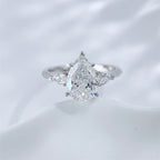 Pear and marquise cut lab grown diamond three-stone ring by Lune Diamond