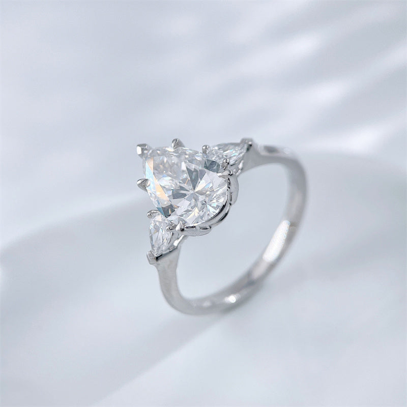 Pear & Marquise Cut Diamond Three-Stone Ring