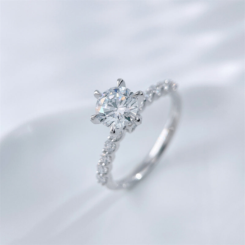 Round Brilliant Diamond Six-Prong Solitaire Ring