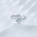 Round brilliant lab grown diamond solitaire ring in sterling silver by Lune Diamond