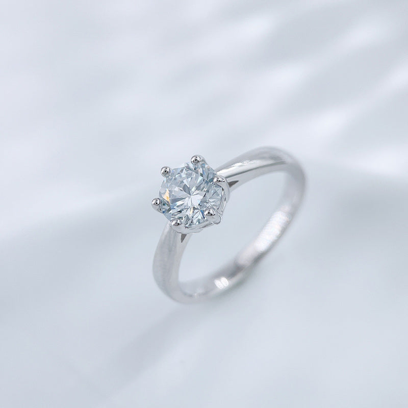 Round Brilliant Diamond Sterling Silver Solitaire Ring