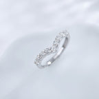 Sterling Silver Diamond Chevron Ring