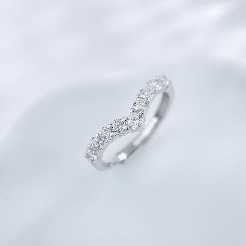 Sterling Silver Diamond Chevron Ring