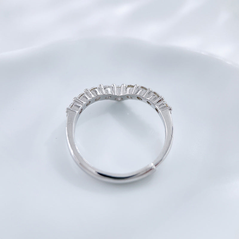 Sterling Silver Diamond Chevron Ring