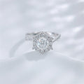 Round brilliant lab grown diamond pave halo ring by Lune Diamond