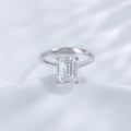 Emerald cut lab grown diamond eight-prong solitaire ring by Lune Diamond