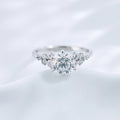 Round and marquise cut lab grown diamond cluster ring by Lune Diamond