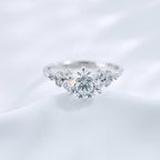 Round and marquise cut lab grown diamond cluster ring by Lune Diamond