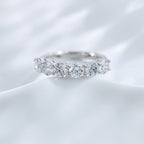 Round brilliant lab grown diamond half eternity ring by Lune Diamond