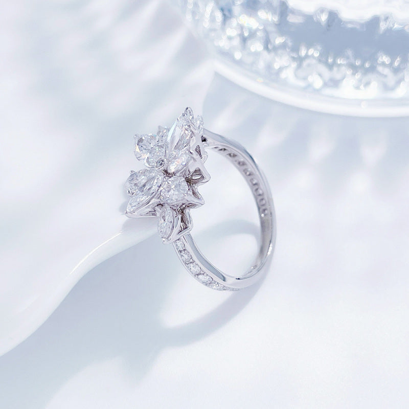 Pear & Marquise Cut Diamond Cluster Ring
