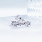 Pear cut lab grown diamond double-band ring by Lune Diamond