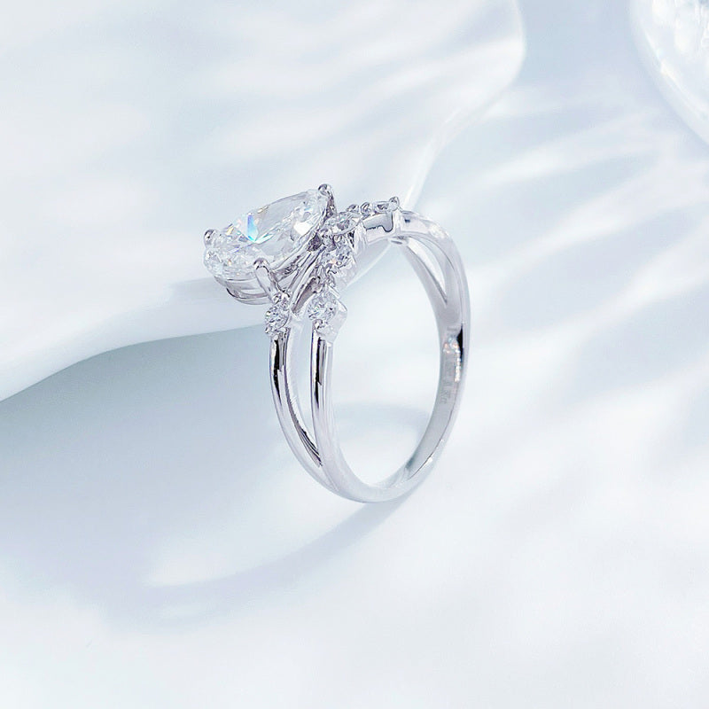Pear Cut Diamond Double-Band Ring