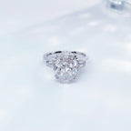 Oval cut lab grown diamond three-stone ring by Lune Diamond