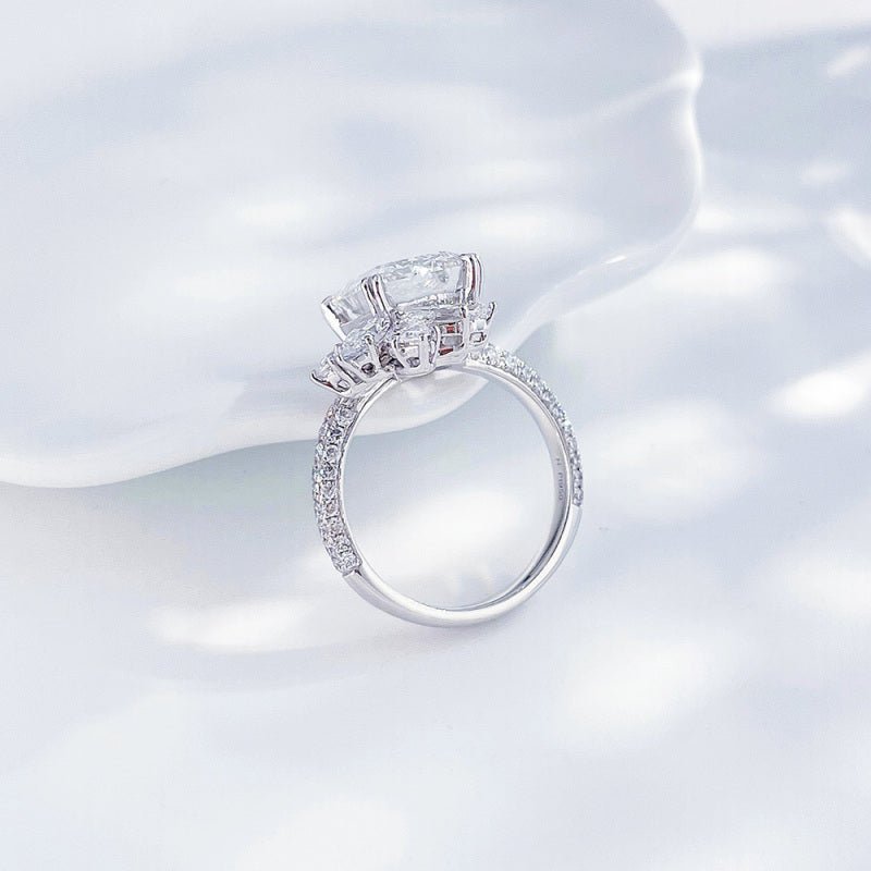 Emerald Cut Diamond Tiara Halo Ring