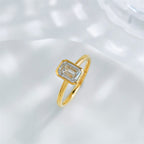 Emerald Cut Diamond Bezel Solitaire Ring