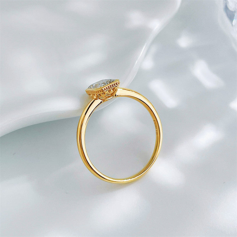 Emerald Cut Diamond Bezel Solitaire Ring