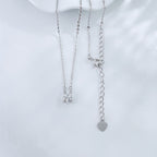 Lab grown diamond solitaire necklace in sterling silver by Lune Diamond