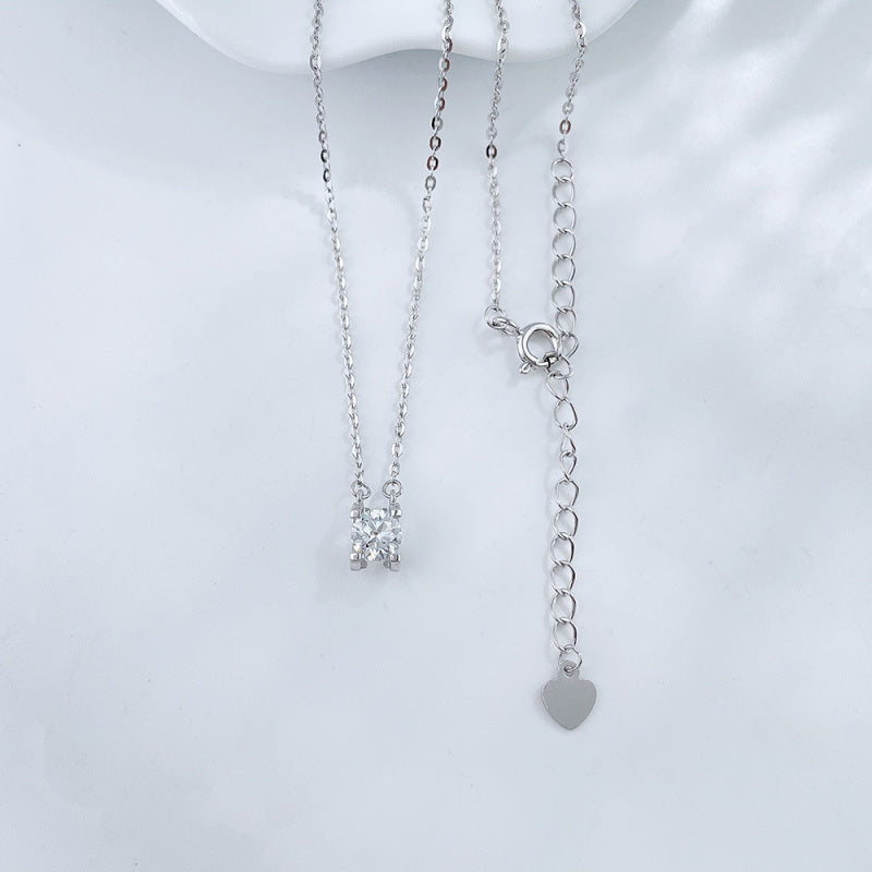 Lab grown diamond solitaire necklace in sterling silver by Lune Diamond