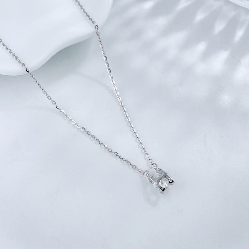 Sterling Silver Diamond Solitaire Necklace