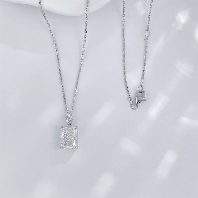 Radiant cut lab grown diamond pendant necklace by Lune Diamond