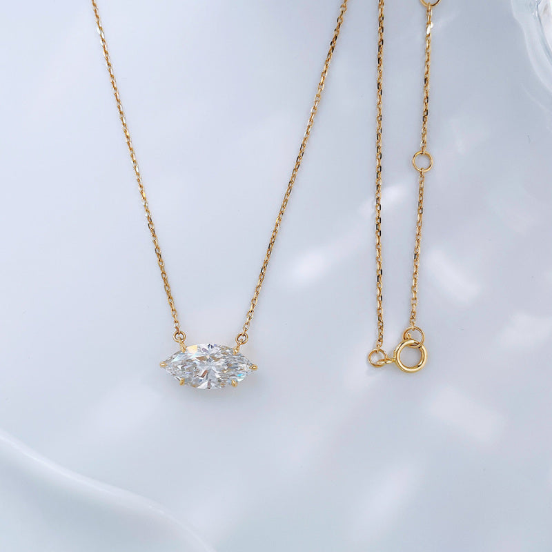 Marquise cut lab grown diamond necklace by Lune Diamond