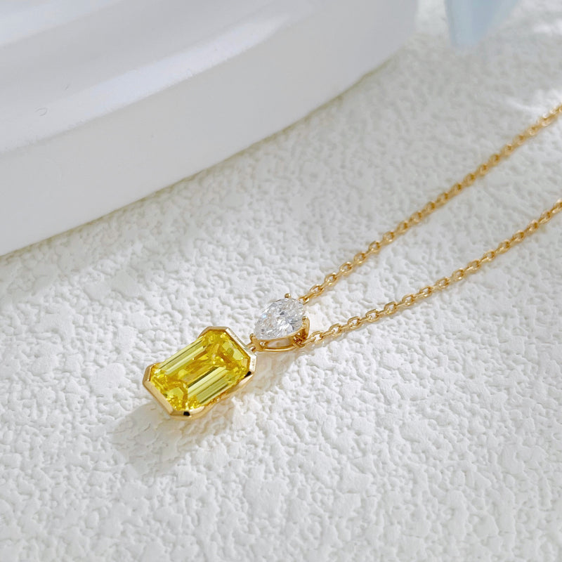 Yellow Emerald-Cut Diamond Pendant