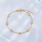 Emerald cut lab grown diamond bezel station bracelet by Lune Diamond