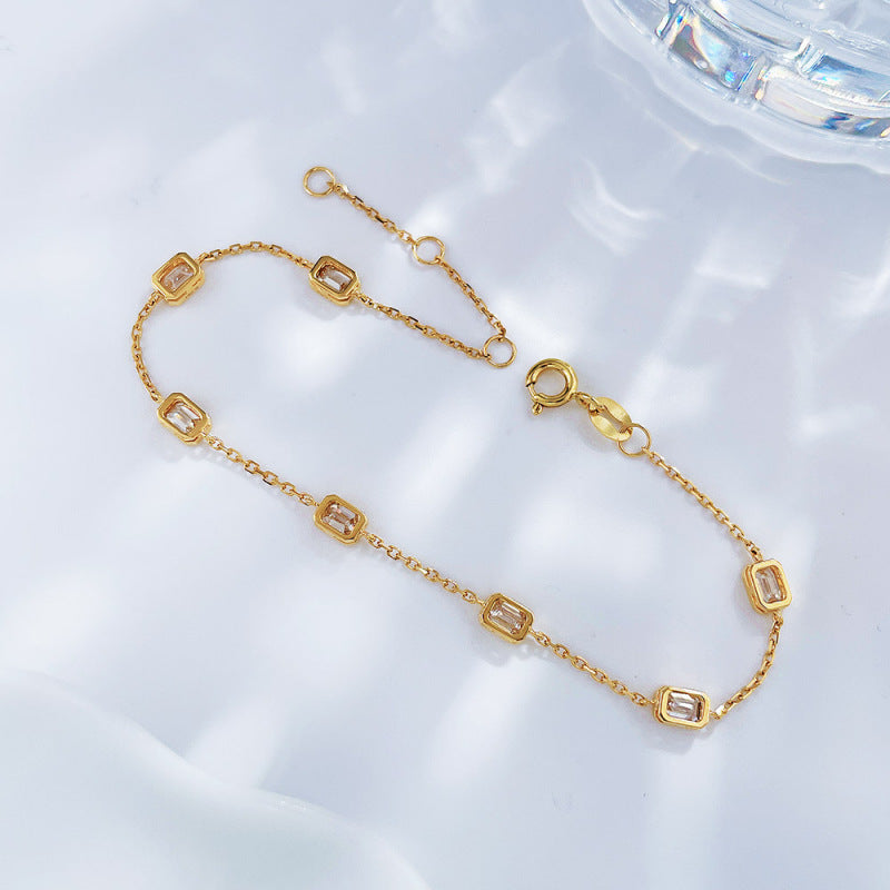 Emerald Cut Diamond Bezel Station Bracelet