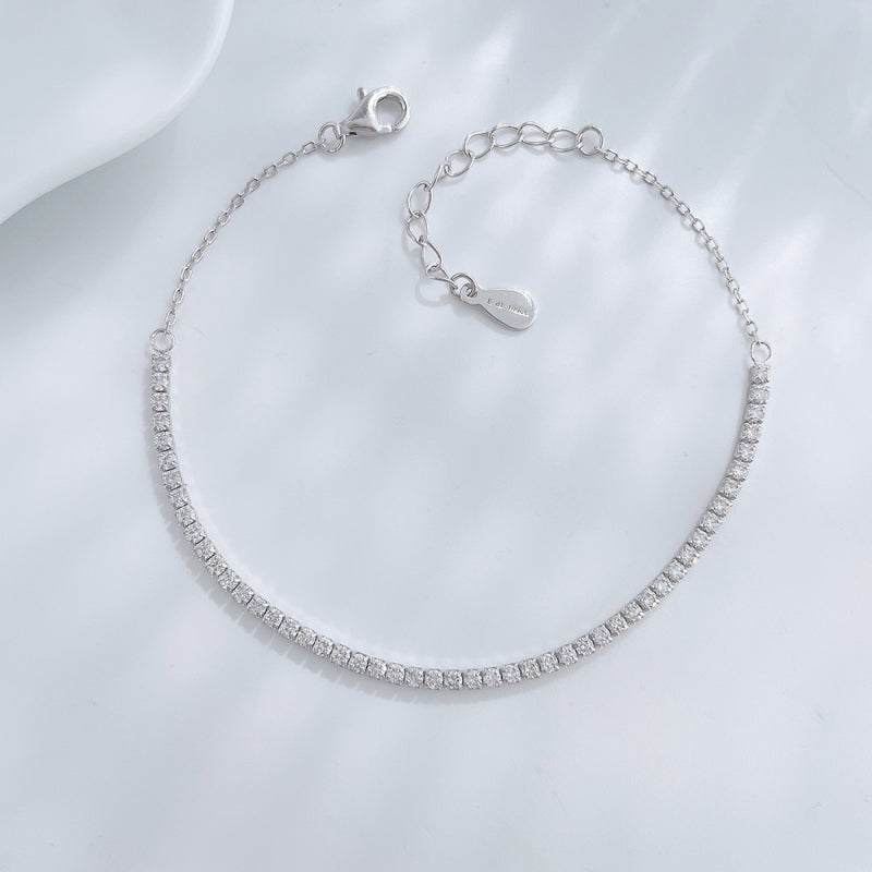 Lab grown diamond line bracelet in sterling silver by Lune Diamond