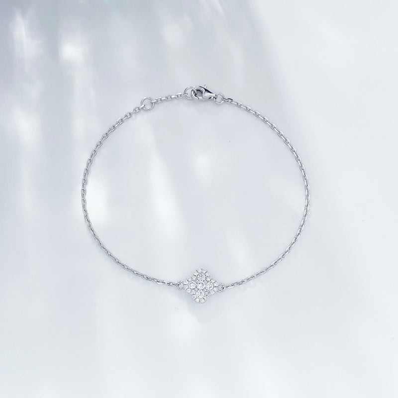Lab grown diamond four-leaf clover bracelet by Lune Diamond