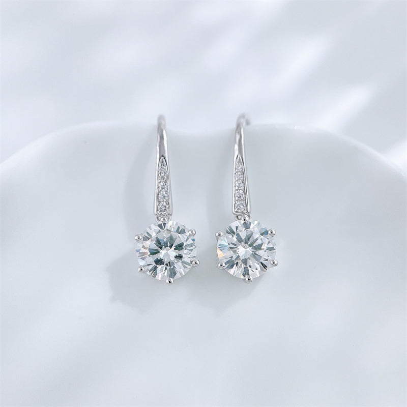 Six-prong round brilliant lab grown diamond drop earrings by Lune Diamond