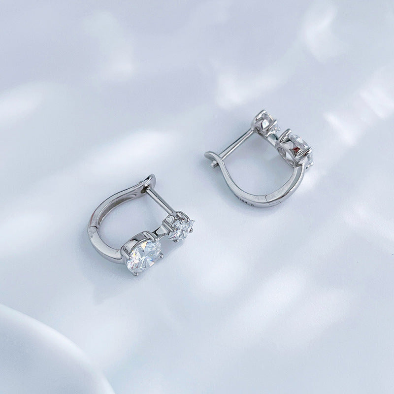 Princess & Round Diamond Hoop Earrings