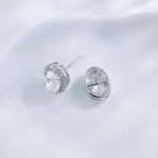 Oval Cut Halo Stud Earrings
