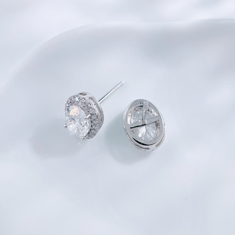 Oval Cut Halo Stud Earrings