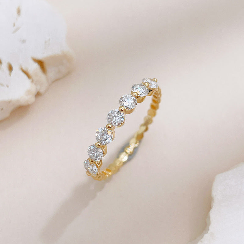 Scattered Diamond Half-Band Stackable Ring
