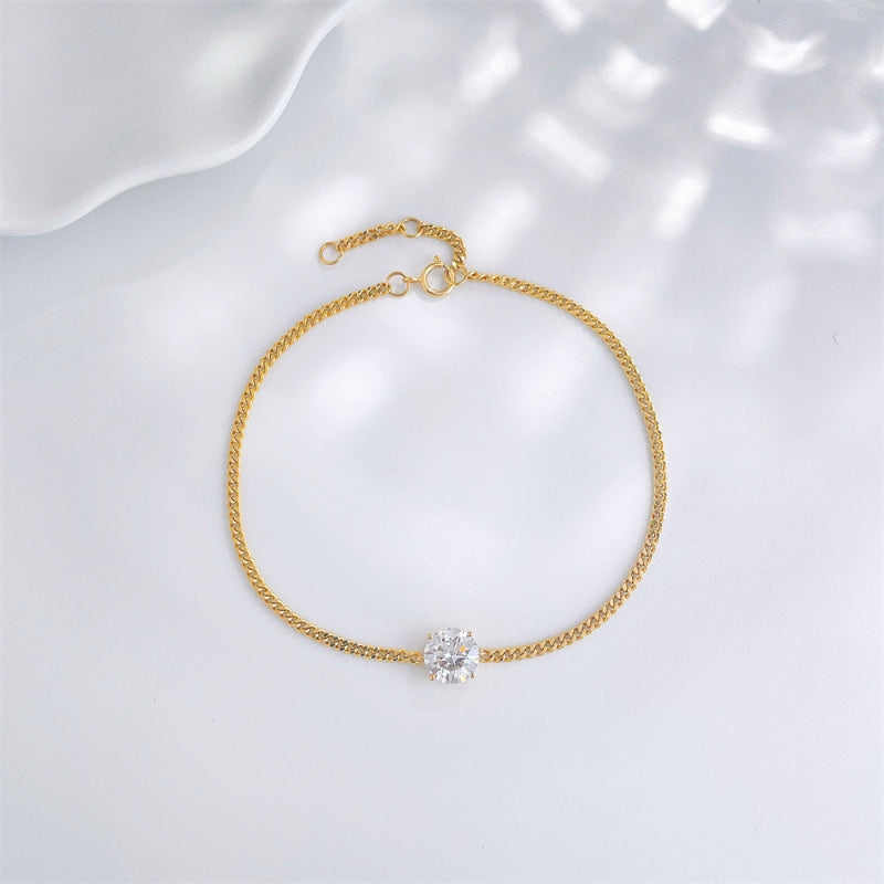 Round lab grown diamond adjustable bolo bracelet by Lune Diamond