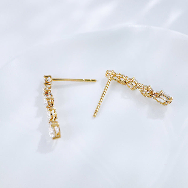 Graduating Diamond Line Drop Earrings