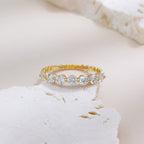 Scattered lab grown diamond half-band stackable ring by Lune Diamond