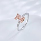Pink Emerald Cut Diamond Pavé Engagement Ring